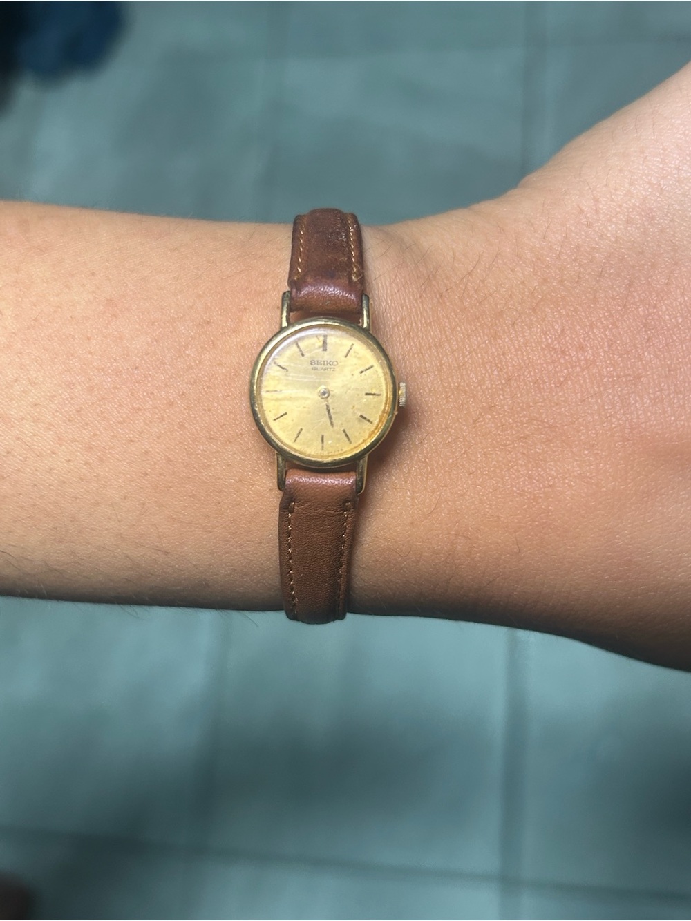 Vintage Seiko 5420-0019 Gold Tone Quartz Watch Not Working Parts Fashion
